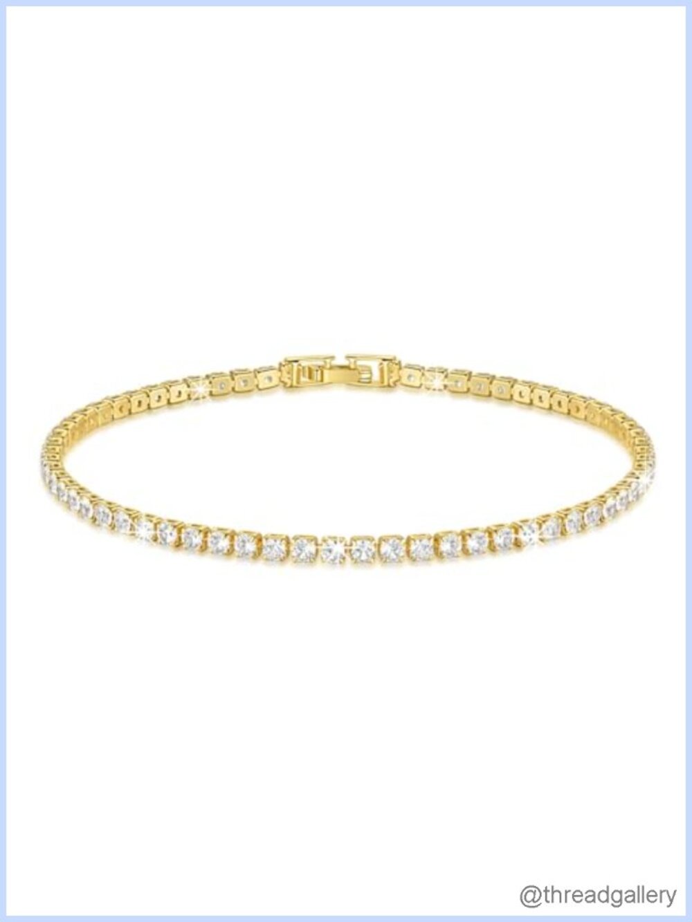 14K Gold Plated 2.5mm Tennis Anklet Waterproof Toggle Clasp Adjustable